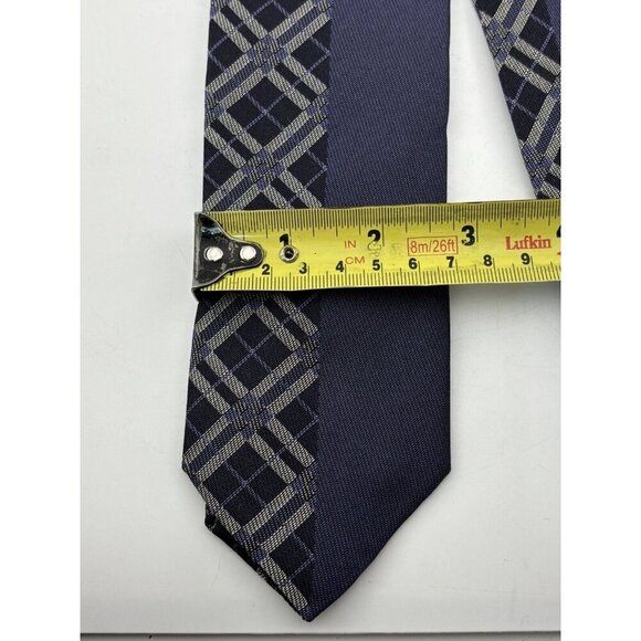 Dolce & Gabbana Made in Italy Men's Silk Neck Tie Black & Blue Plaid Pattern - Picture 3 of 5